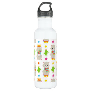 Botella De Agua Patrón De Llamas, Llamas Cutas, Alpacas, Cactus