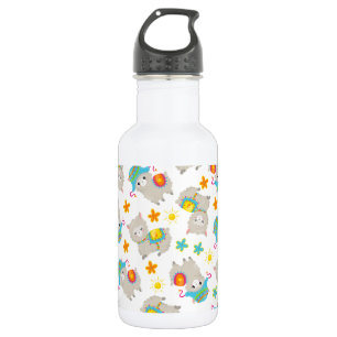 Botella De Agua Patrón de llamas, llamas lindas, alpacas, flores