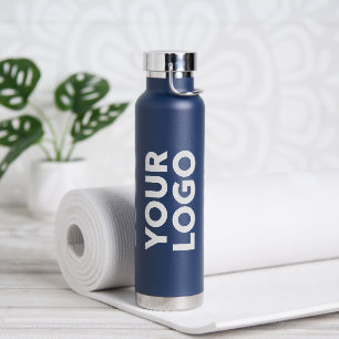 Botella De Agua Patrón de logotipo amplio en azul