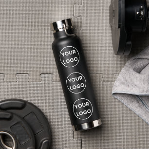 Botella De Agua Patrón de logotipo de personalizado en negro