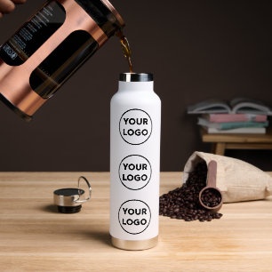 Botella De Agua Patrón de logotipo personalizado en blanco
