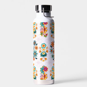 Botella De Agua Patrón de macetas de flores multicolor - rosa