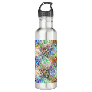 Botella De Agua Patrón de Mandala blanco sobre tonos de joyas colo