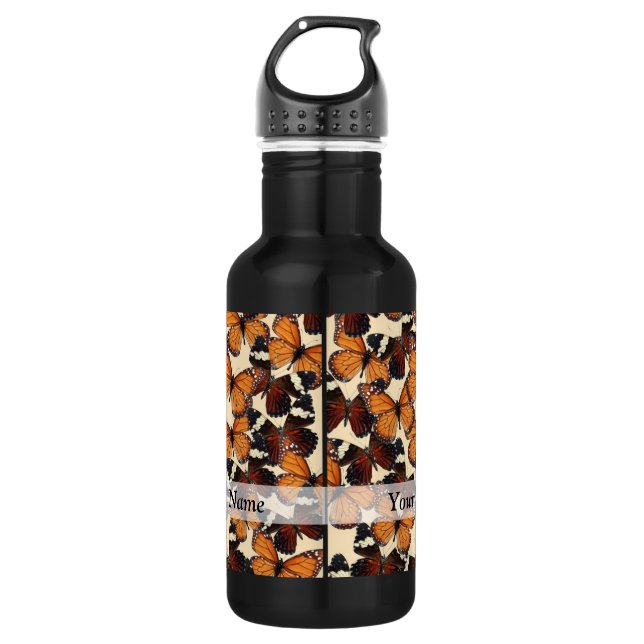 Botella De Agua Patrón de mariposa marrón (Anverso)