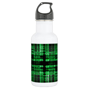 Botella De Agua Patrón de matriz verde y negro