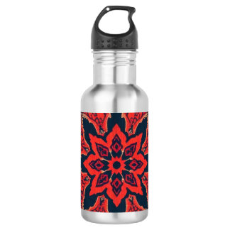 Botella De Agua Patrón de medallón persa ornamentado rojo azul de