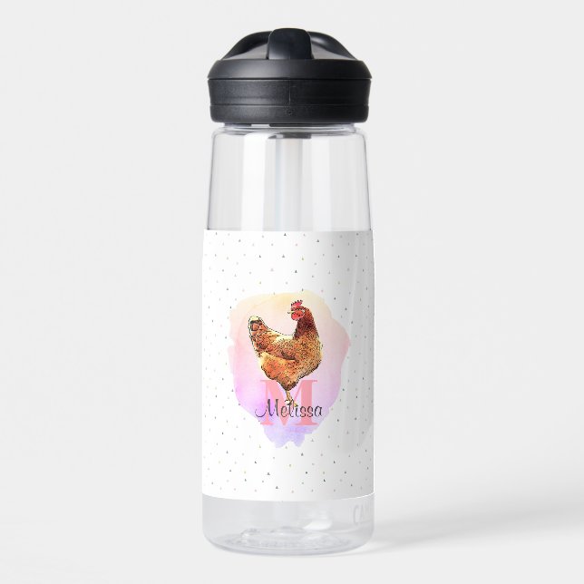 Botella De Agua Patrón de monograma de animales de granja de Bonit (Delante)