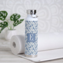 Patrón de Monograma de Toile de País Francés Azul
