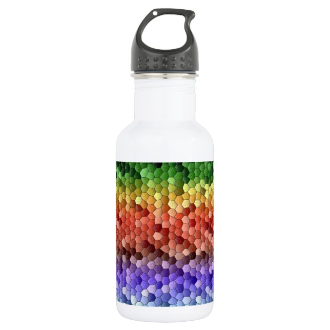 Botella De Agua Patrón de mosaico de arcoíris (Anverso)