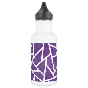 Botella De Agua Patrón de mosaico morado y blanco