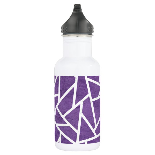 Botella De Agua Patrón de mosaico morado y blanco (Derecha)