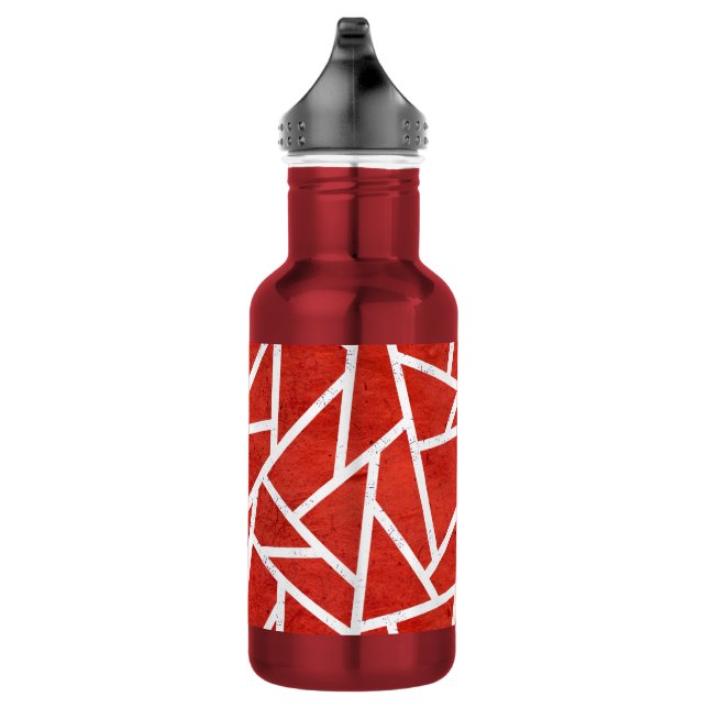 Botella De Agua Patrón de mosaico rojo y blanco (Derecha)