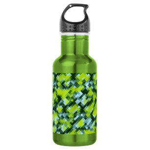 Botella De Agua Patrón de mosaico verde azul teal