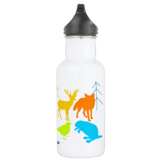 Botella De Agua Patrón de Neón de Color Brillante de Fox Moderno