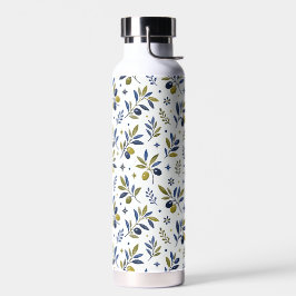 Botella De Agua Patrón de olivo de estilo francés en verde salvia