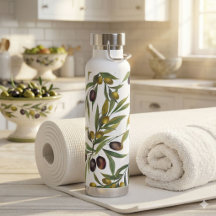 Patrón de olivo en acuarela verde salvia estilo fr