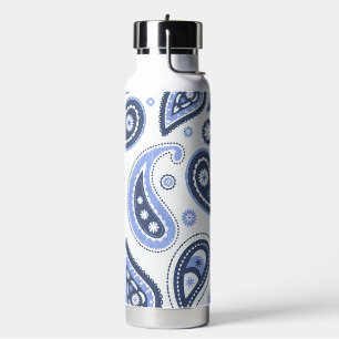 Botella De Agua Patrón de Paisley Azul