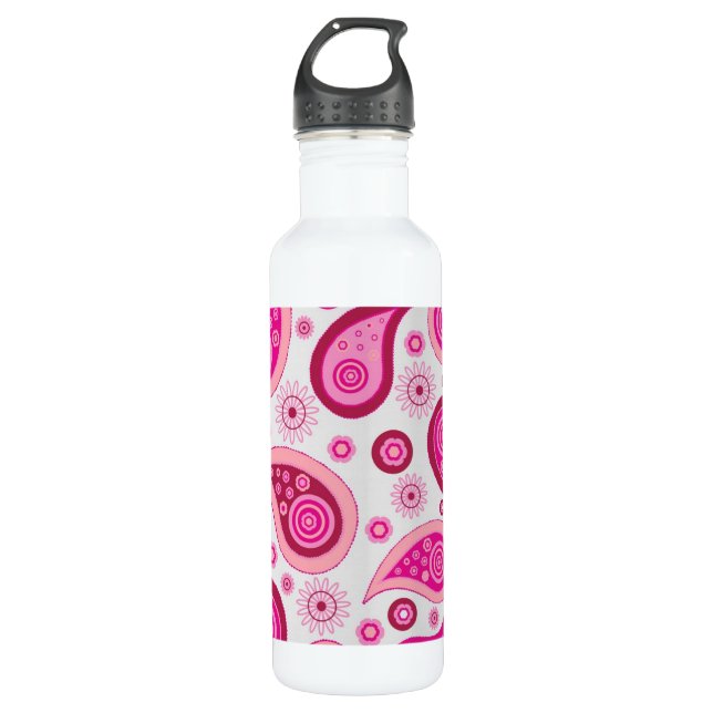 Botella De Agua Patrón De Paisley Rosa Cuta (Anverso)