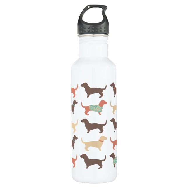 Botella De Agua Patrón de perro Dachshund (Anverso)
