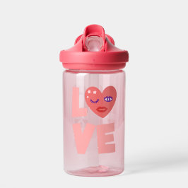 Botella De Agua Patrón de Personalizado de color rosa del Corazón 