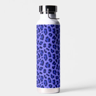 Botella De Agua Patrón de piel de piel de animales de leopardo azu