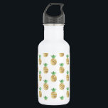 Botella De Agua Patrón de piña de Relieve metalizado dorado tropic<br><div class="desc">Patrón de piña de Relieve metalizado dorado tropical hawaiano divertido. Esta piña Aloha Hawaii de moda,  amarilla y verde,  es una impresión perfecta para un regalo de cumpleaños de verano.</div>