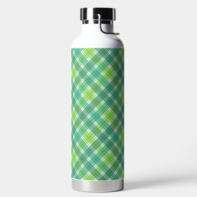 BOTELLA DE AGUA PATRON DE PLAID IRLANDÉS DE TONOS DE VERDE (Izquierda)