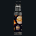 Botella De Agua Patrón de planetas<br><div class="desc">Patrón de planetas en el oscuro espacio vacío Cosmos</div>