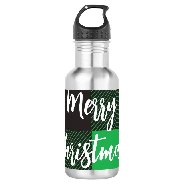 Botella De Agua Patrón de platillos Feliz Navidad (Anverso)