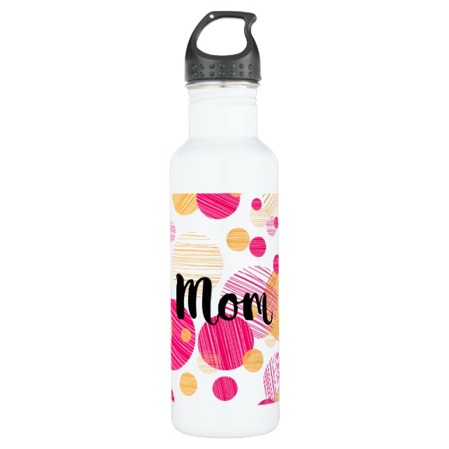 Botella De Agua Patrón de polka-punto de la mamá de moda (Anverso)
