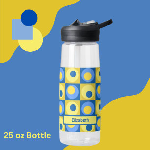 Botella De Agua Patrón de punto cuadrado personalizado amarillo az