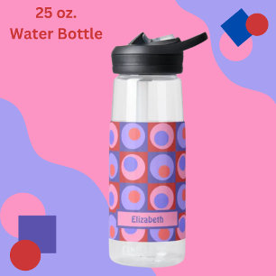 Botella De Agua Patrón de punto cuadrado personalizado púrpura ros