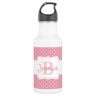 Botella De Agua Patrón de punto de polka rosa personalizado
