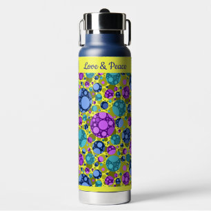 Botella De Agua Patrón de puntos de polka en Verde azulado azul ro