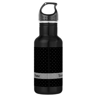 Botella De Agua Patrón de puntos de polka negra