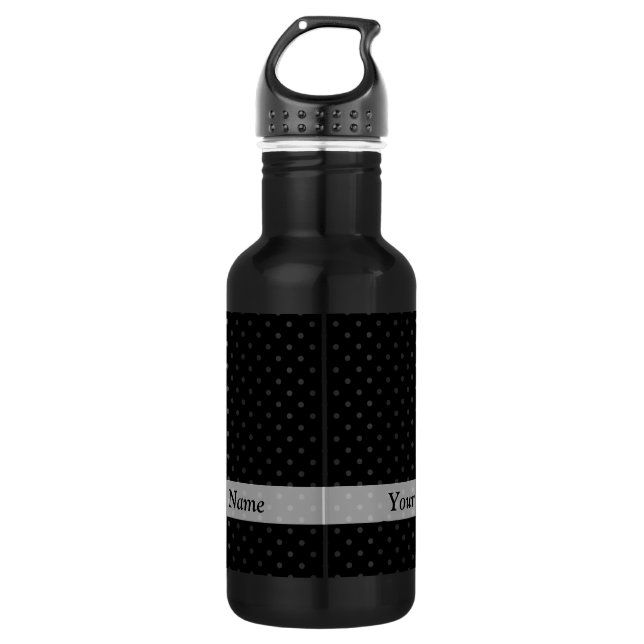 Botella De Agua Patrón de puntos de polka negra (Anverso)