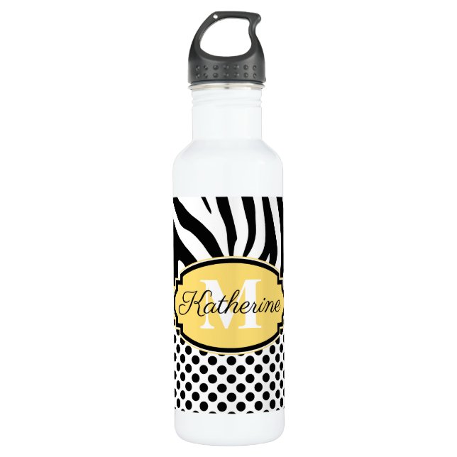 Botella De Agua Patrón de puntos e impresión de cebra (Anverso)