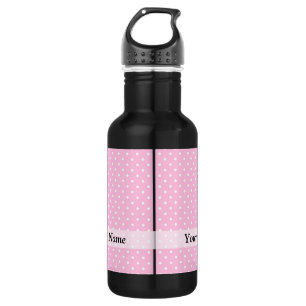 Botella De Agua Patrón de puntos polka rosa pastel