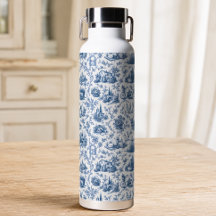 Patrón de rama de rosa de toile francés azul