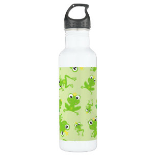 Botella De Agua Patrón de rana, ranas cortas, ranas verdes, prínci