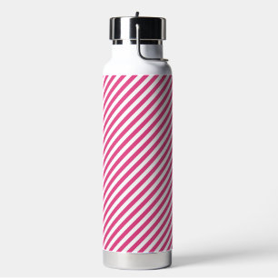Botella De Agua Patrón de rayas diagonales rosas y blancas