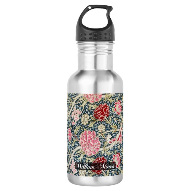 Botella De Agua Patrón de rayos - flores y hojas - WilliamMorris (Anverso)