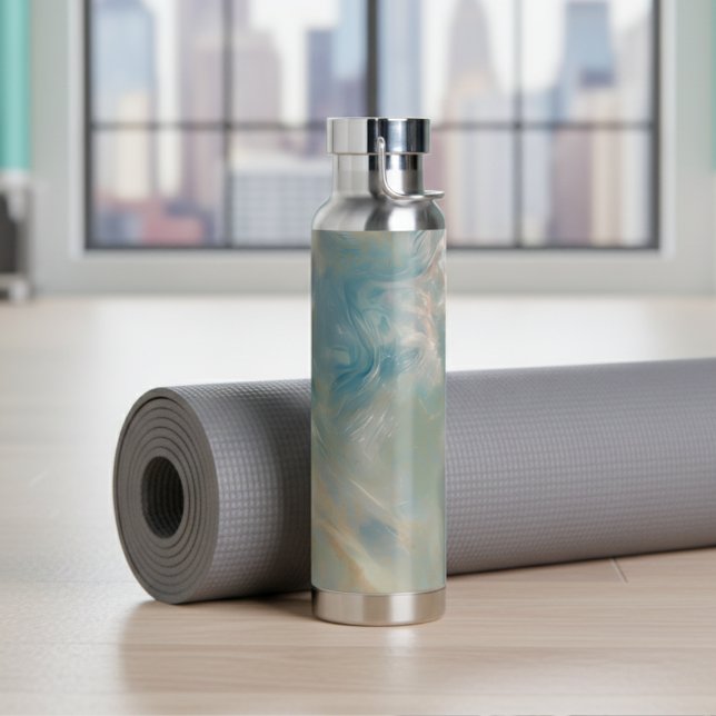 Botella De Agua Patrón de remolino de mármol turquesa (Add a touch of style to your water bottle with this Turquoise Marble Swirl Pattern Water Bottle! )