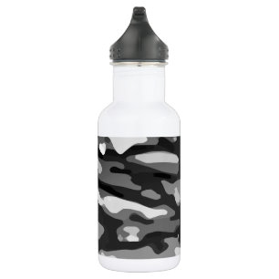 Botella De Agua Patrón de resumen gris blanco negro moderno