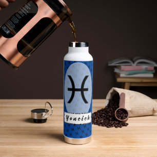 Botella De Agua Patrón de símbolos zodiac de Pisces por Kenneth Yo