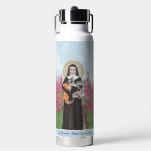 Botella De Agua Patrón de St Gertrude de la acuarela de los gatos