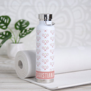 Botella De Agua Patrón de tenis Personalizado Nombre personalizado