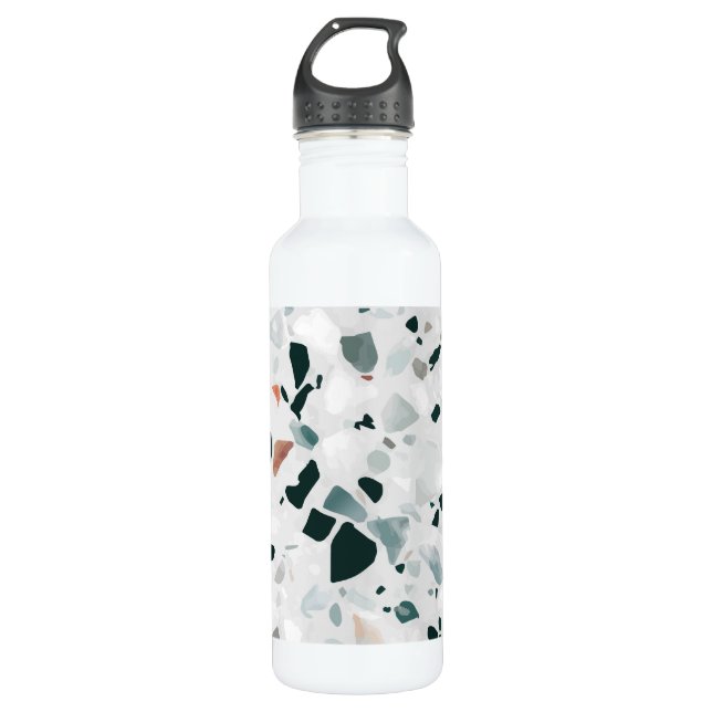 Botella De Agua Patrón de Terrazzo abstracto moderno (Anverso)