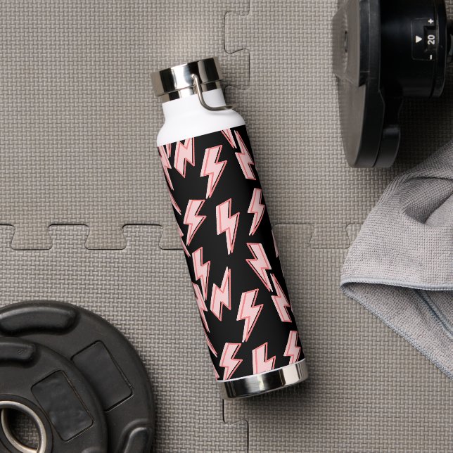 Botella De Agua Patrón de tornillos relámpagos rosados (Gimnasio)