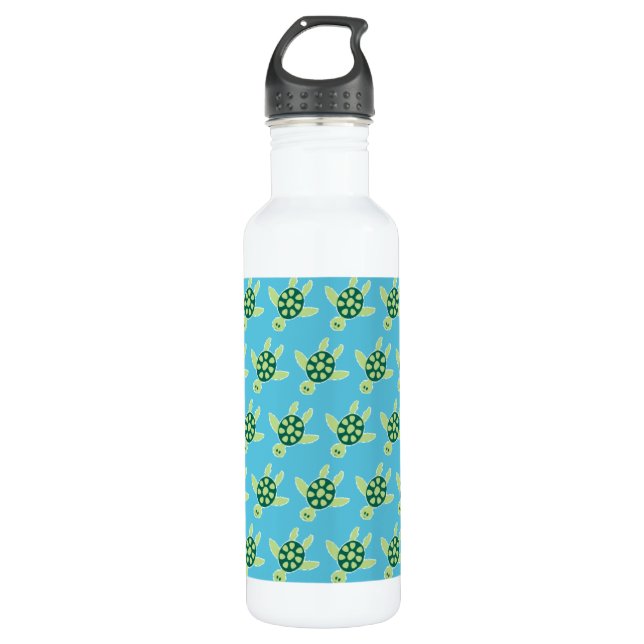 Botella De Agua Patrón de tortugas de baño Azul (Anverso)